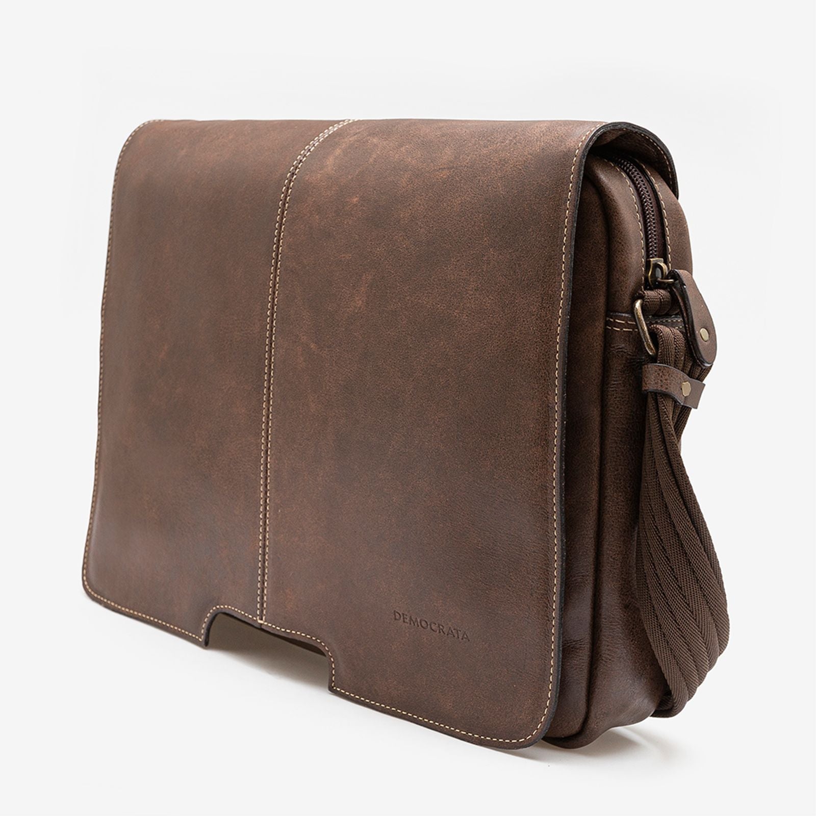 Bolsa Carteiro Em Couro Camel